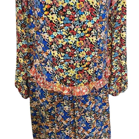 New Code x Mode Mixed Floral Boho Long Sleeve Flowy Dress Size XS - Picture 4 of 12